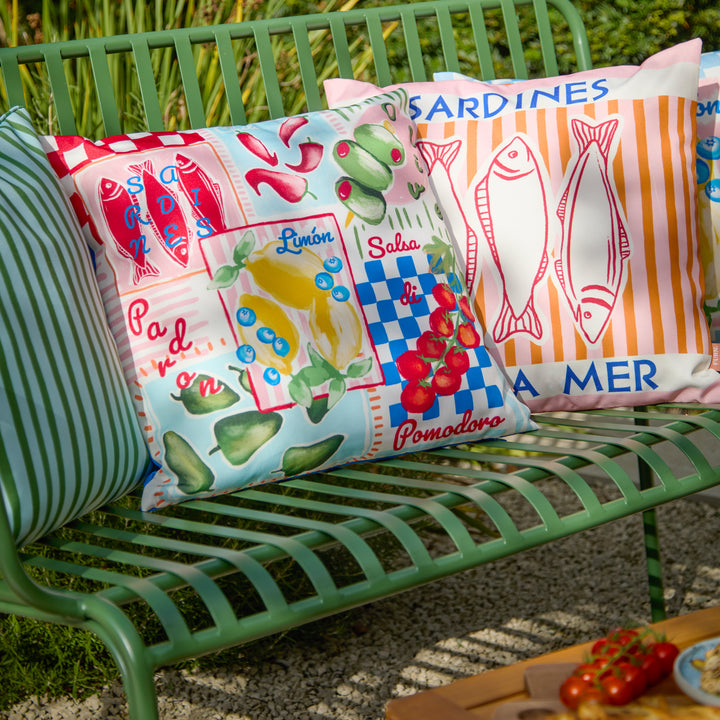 Mediterranean Sardines 45x45 Outdoor Cushion Case Pink/Orange - image 6