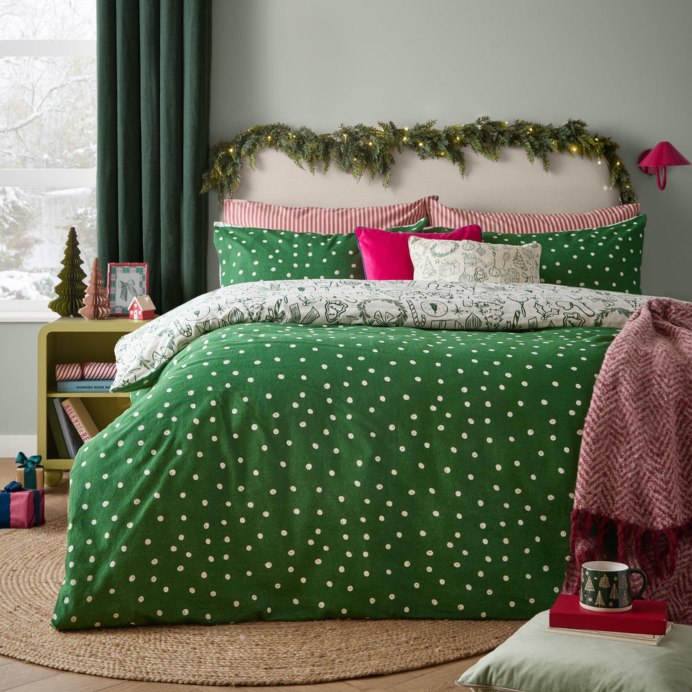 Merry Christmas Double Duvet Set Oat/Green - image 2