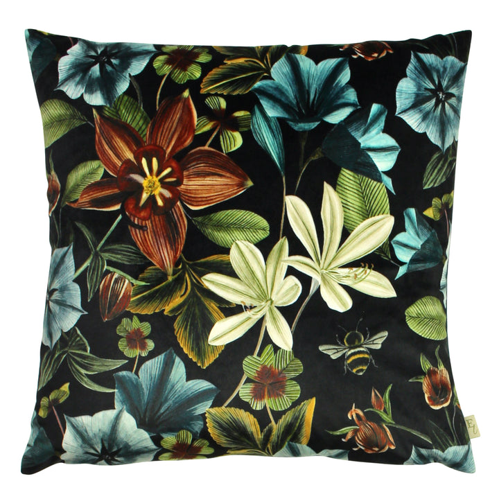 MIDNIGHT GARDEN AQUILEGIA 43X43 CUSHION COVER TEAL