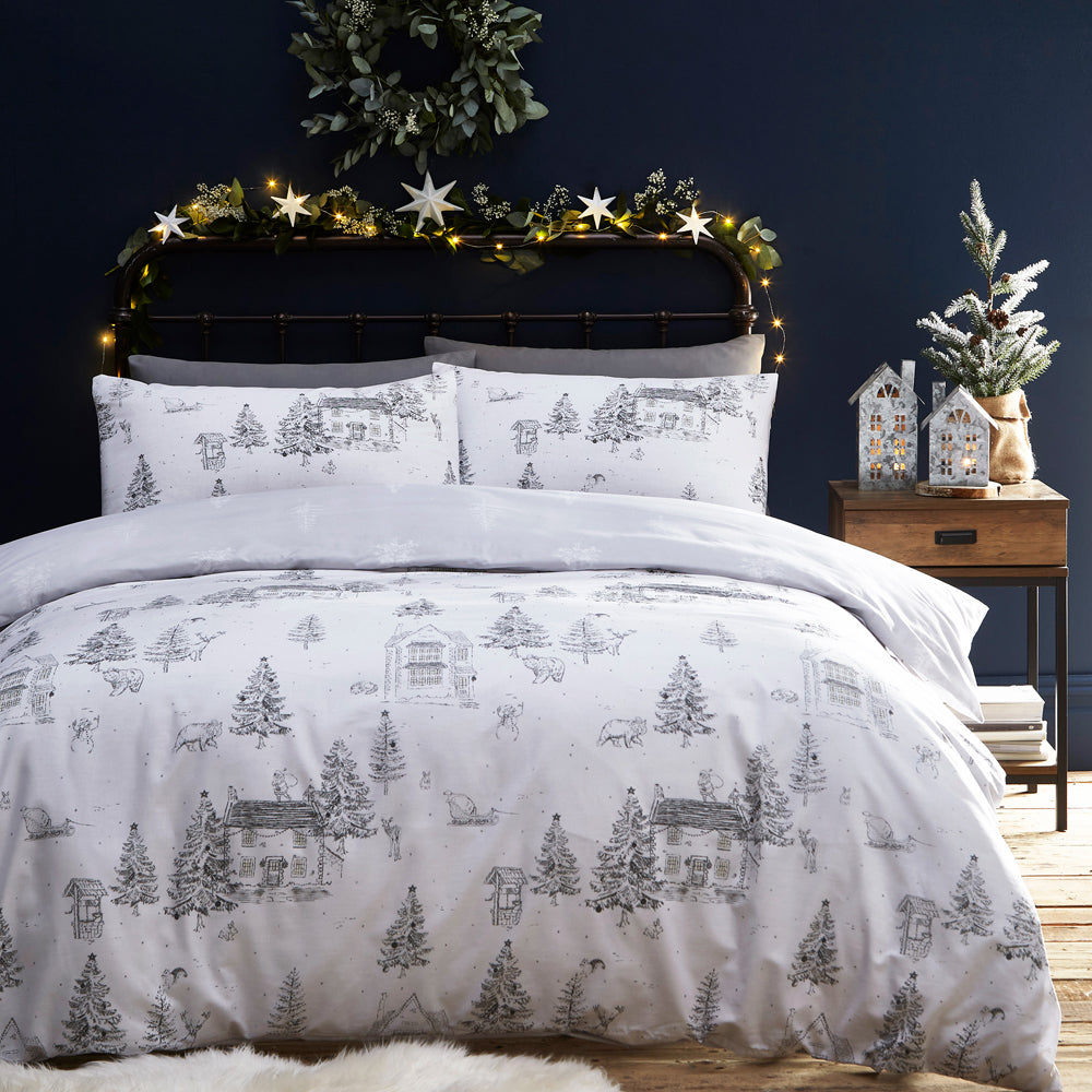 Midwinter Toile Single Duvet Set Snow