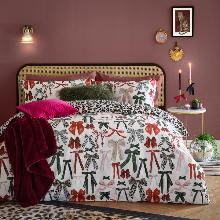 Mila Bows King Duvet Set Leopard