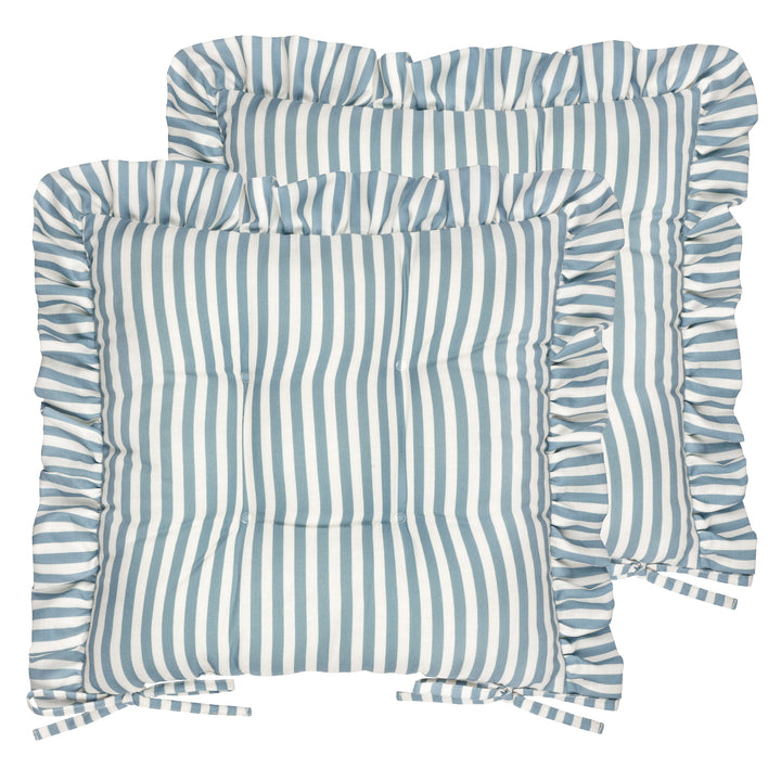 Millie Ruffle 2 Pack 40x40 Seat Pads Blue - image 2