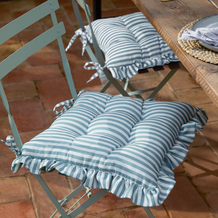 Millie Ruffle 2 Pack 40x40 Seat Pads Blue