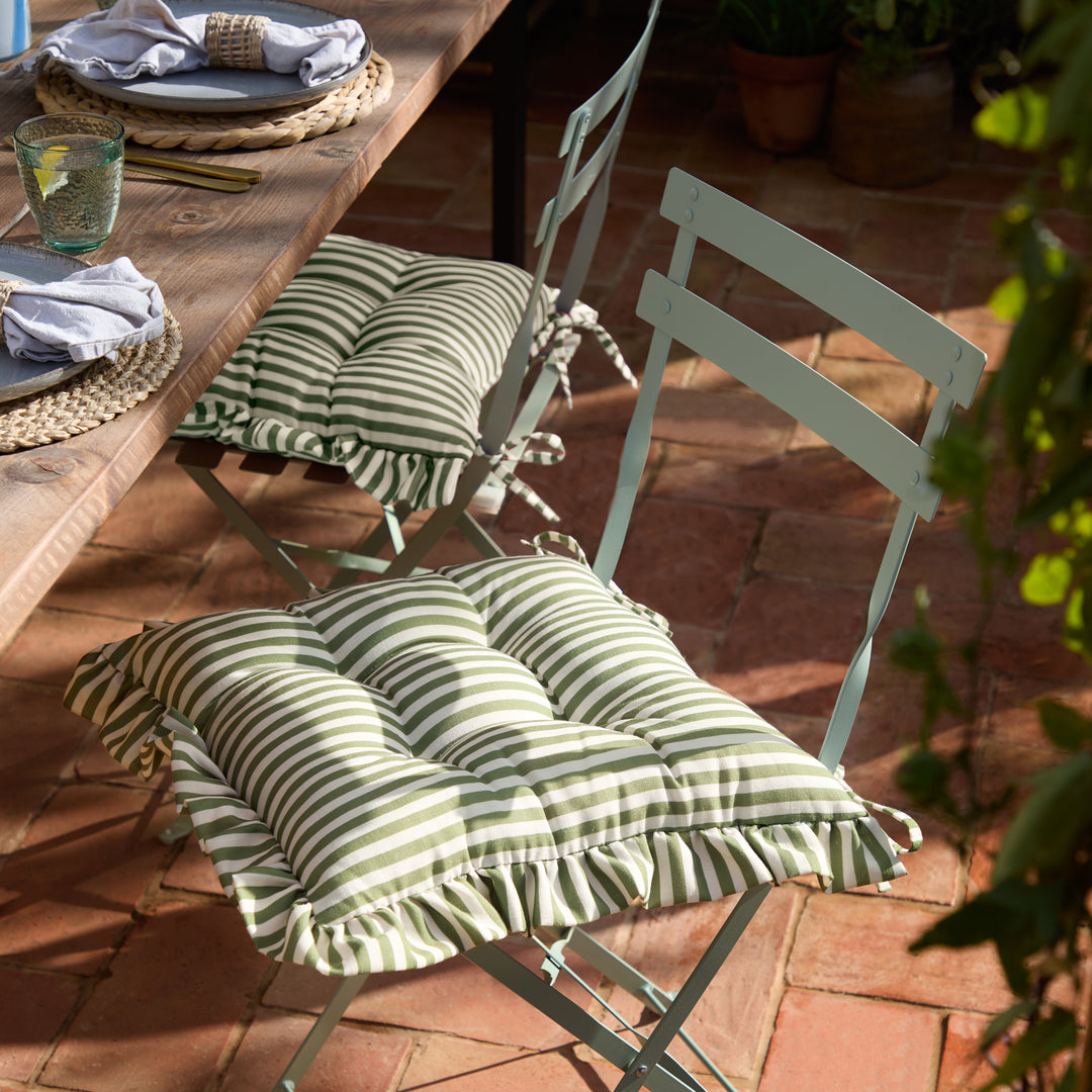 Millie Ruffle 2 Pack 40x40 Seat Pads Green