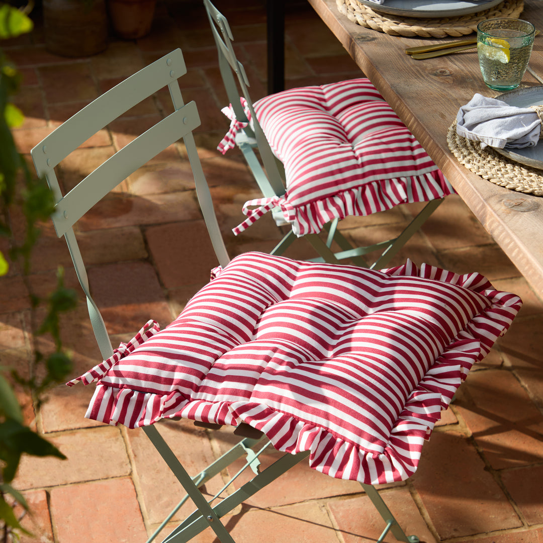 Millie Ruffle 2 Pack 40x40 Seat Pads Red