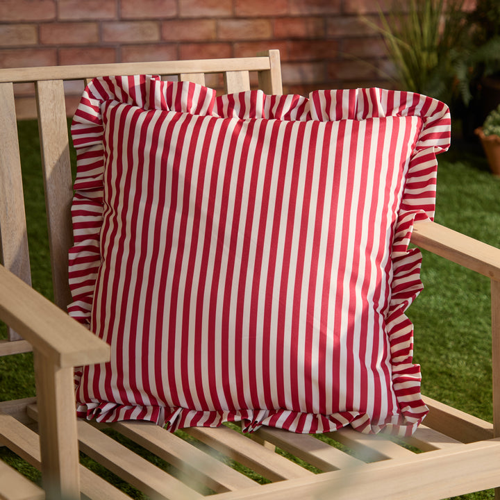 Millie Ruffle 50x50 Outdoor Cushion Case Candy Red