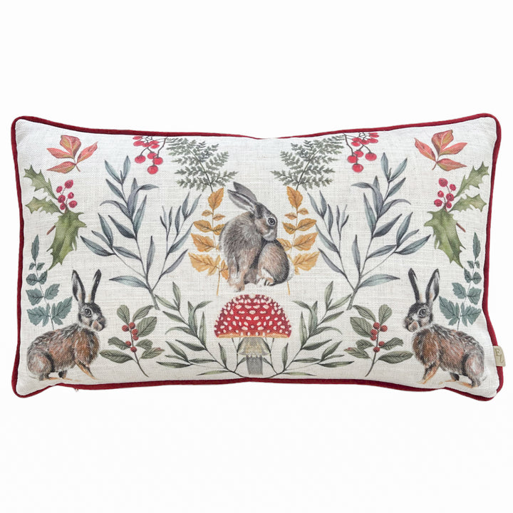 MIRRORED HARE 30X50 CUSHION CASE BURGUNDY