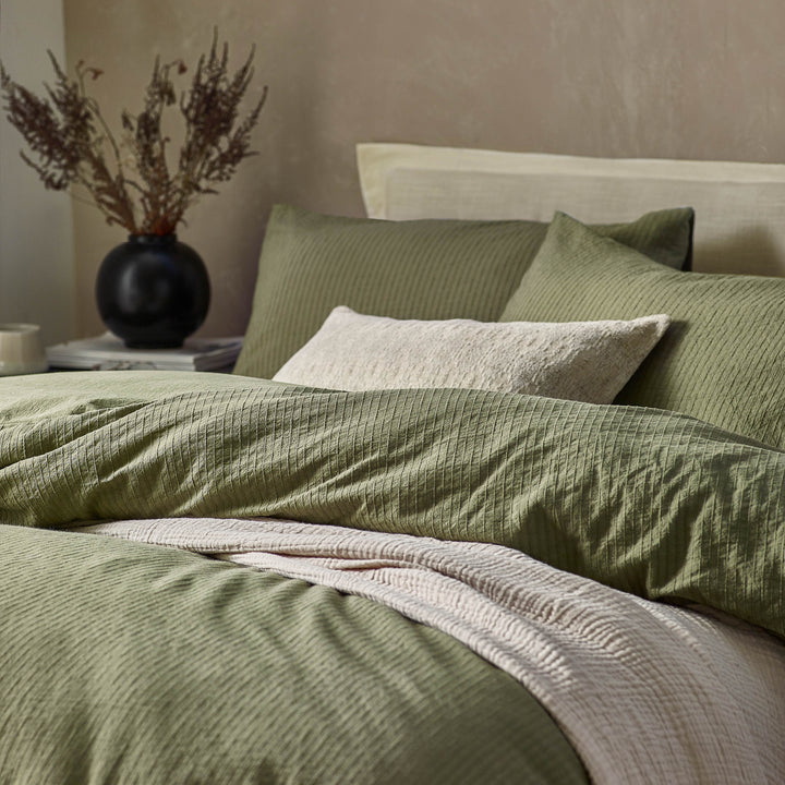 Malton Stripe Single Duvet Set Forest Green - image 2