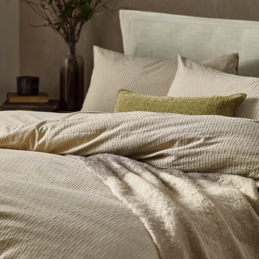 Malton Stripe Double Duvet Set Linen - image 2