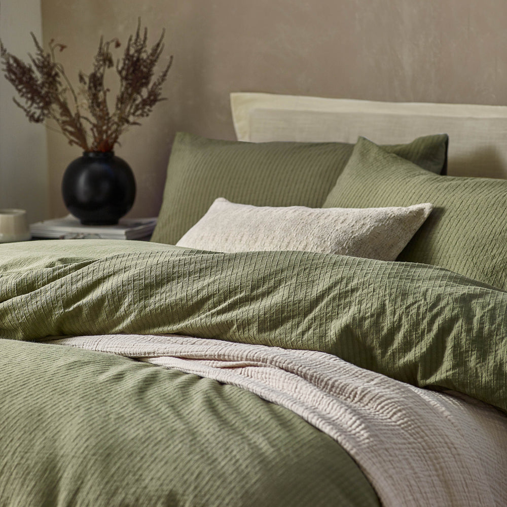 Malton Stripe Super King Duvet Set Forest Green - image 2