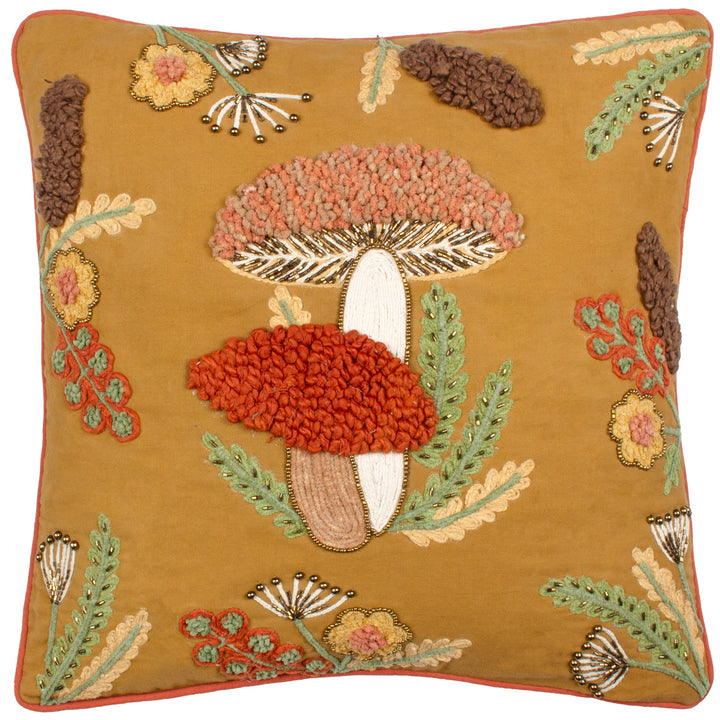 MUSHROOM DELL 45X45 CUSHION CASE AUTUMN GOLD