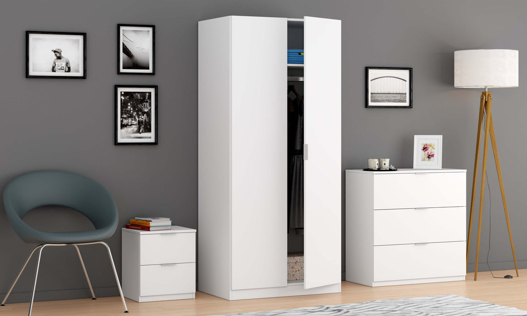 Tulip 2 Drawer Bedside Cabinet Artic White