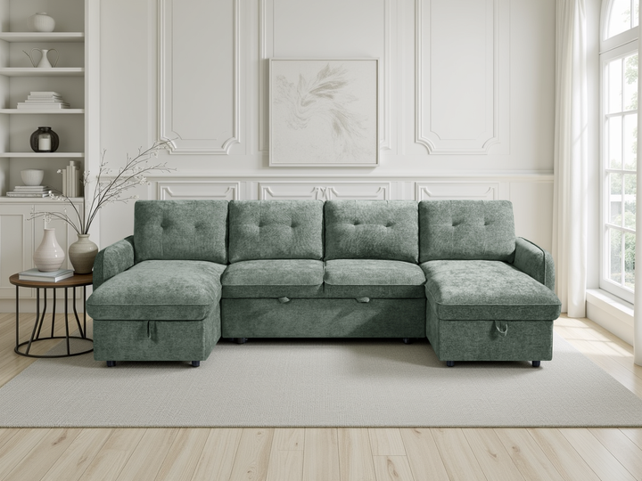 Moscow Sofabed Green U Shape Corner