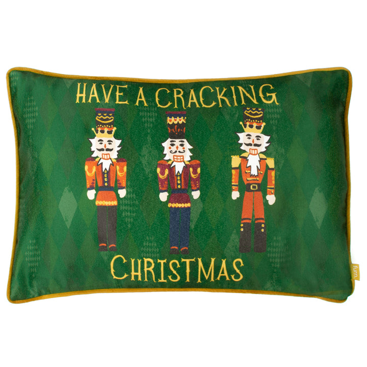 NUTCRACKER CRACKING CHRISTMAS 30X50 CUSHION CASE GREEN