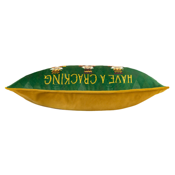 NUTCRACKER CRACKING CHRISTMAS 30X50 CUSHION CASE GREEN