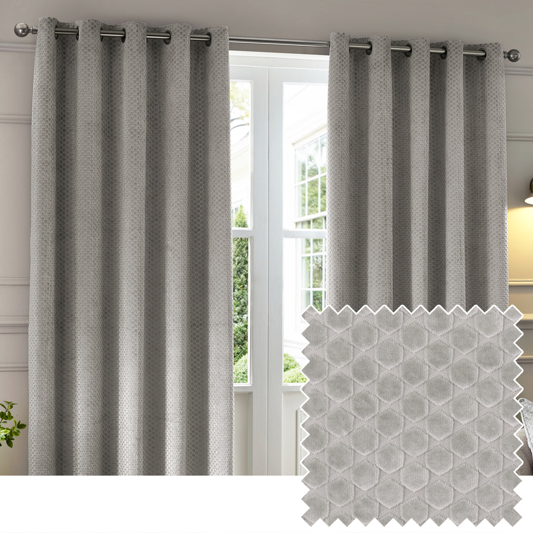 Neptune 229x137 Eyelet Curtains Silver