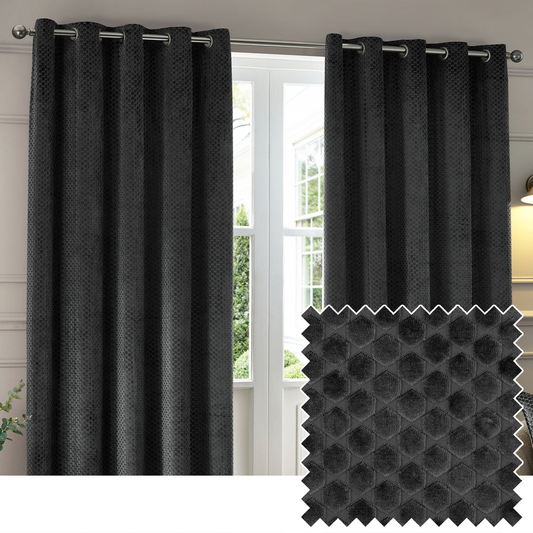 Neptune 117x137 Eyelet Curtains Charcoal