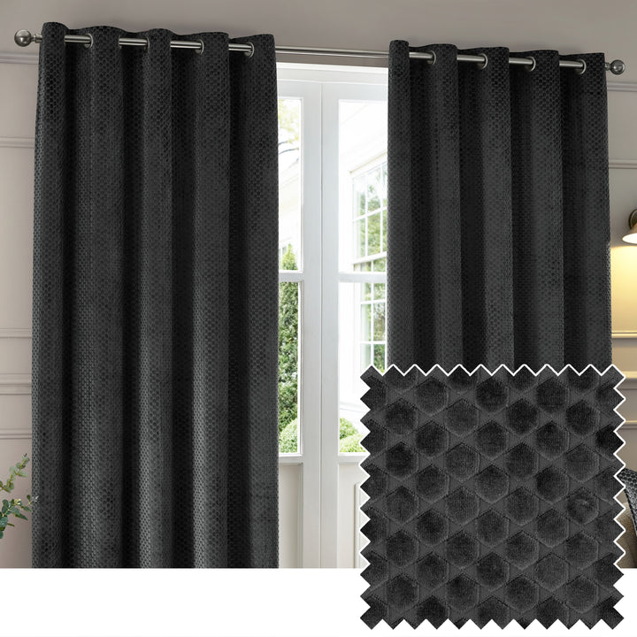 Neptune 117x137 Eyelet Curtains Charcoal