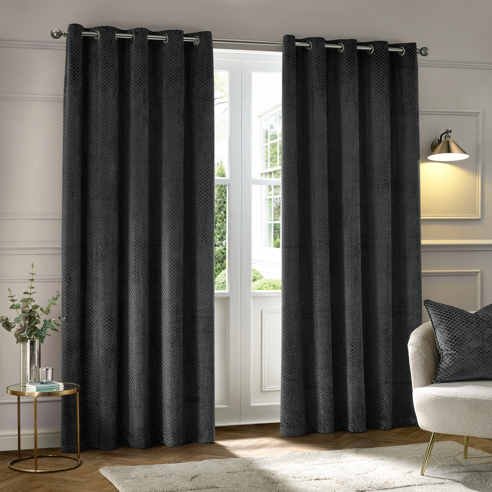 Neptune 117x137 Eyelet Curtains Charcoal - image 2