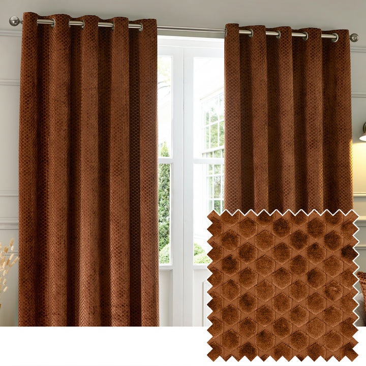 Neptune 117x137 Eyelet Curtains Copper