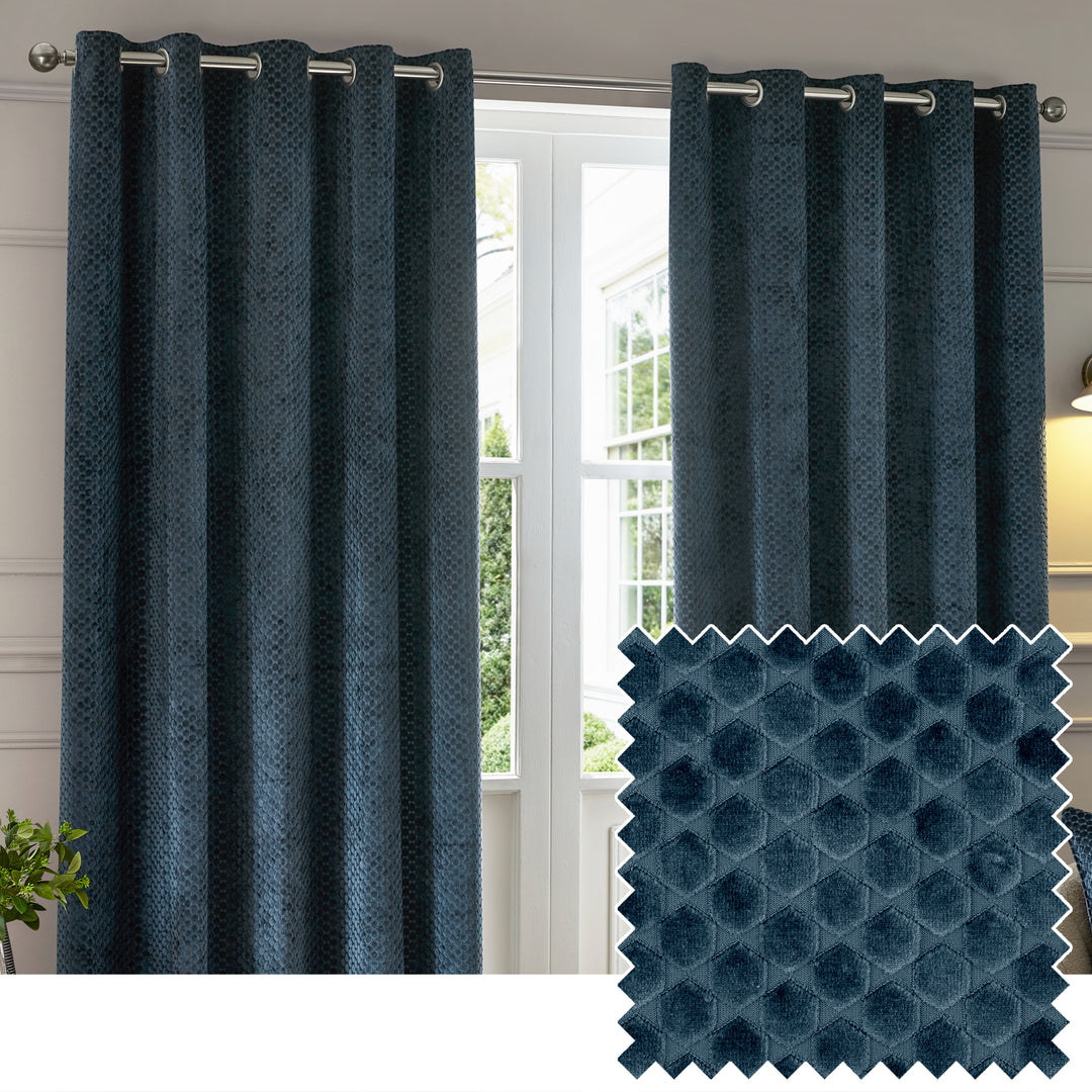 Neptune 117x183 Eyelet Curtains Navy