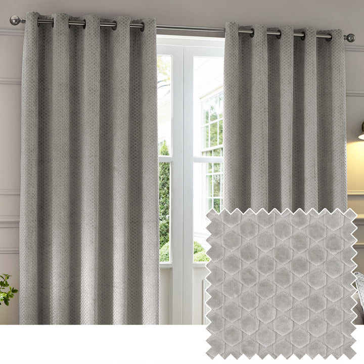 Neptune 117x183 Eyelet Curtains Silver