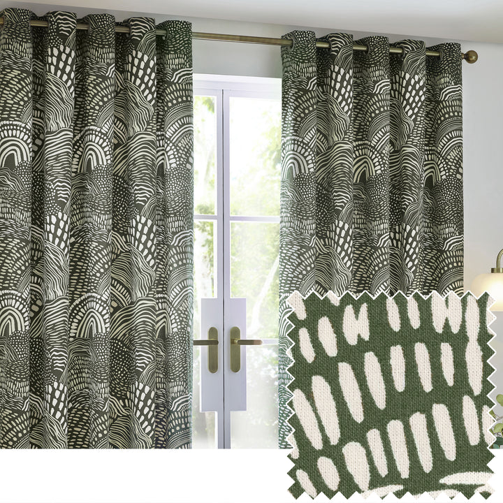 NOLA 229X137 EYELET CURTAINS OLIVE