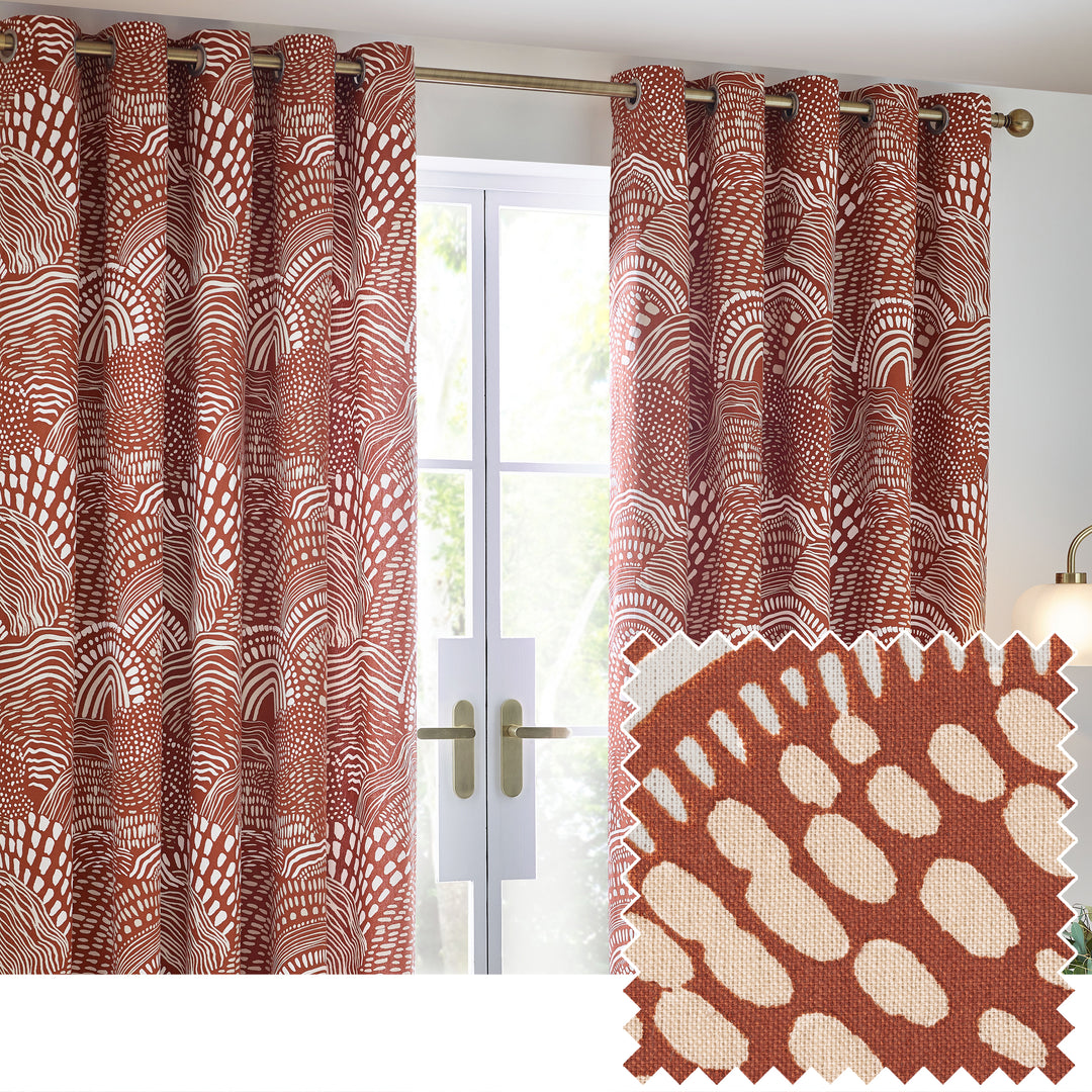 Nola 168x137 Eyelet Curtains Chestnut