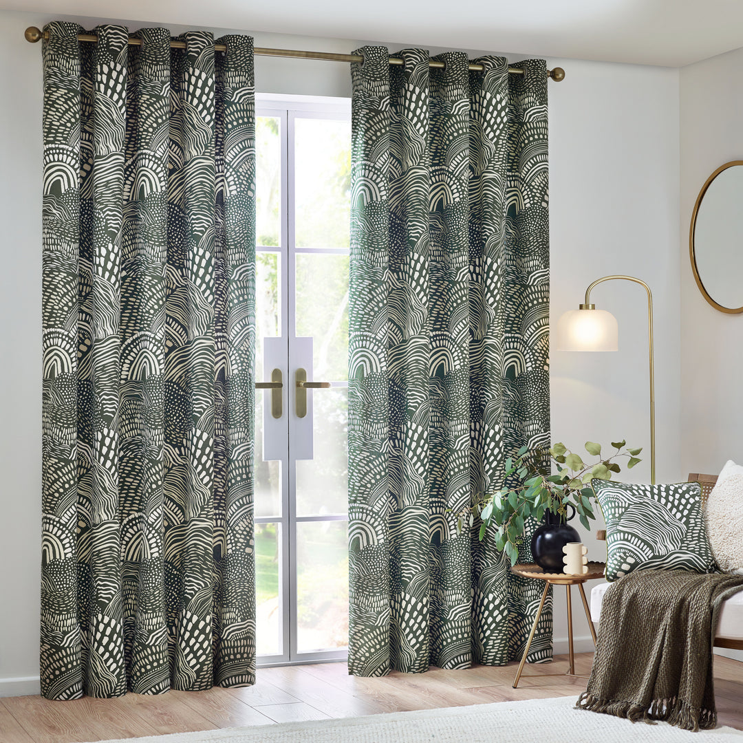NOLA 229X229 EYELET CURTAINS OLIVE