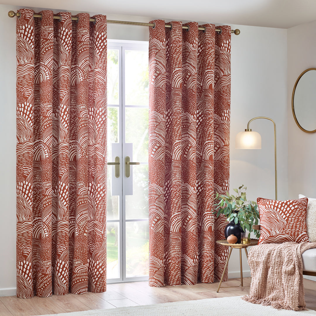 NOLA 168X183 EYELET CURTAINS CHESTNUT