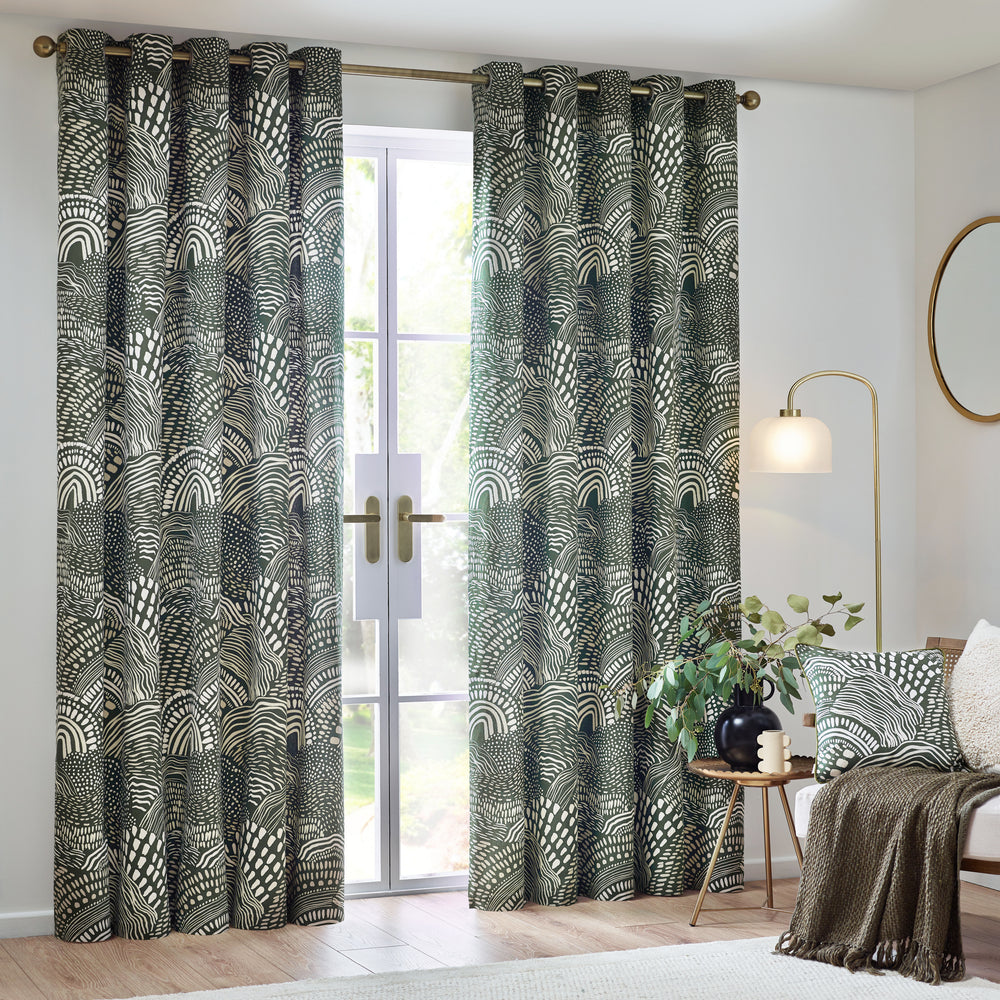 Nola 168x183 Eyelet Curtains Olive - image 2