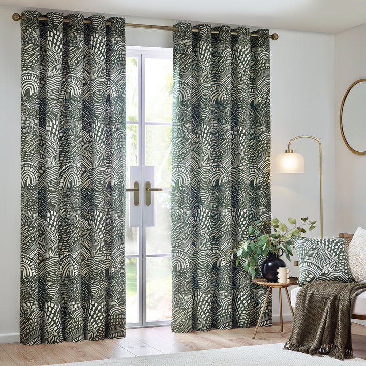 Nola 168x183 Eyelet Curtains Olive - image 2