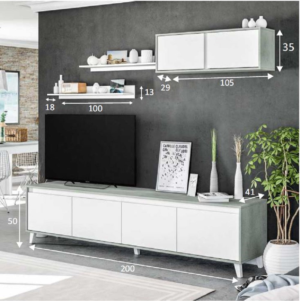 Lavender GREY and WHITE TV CABINET