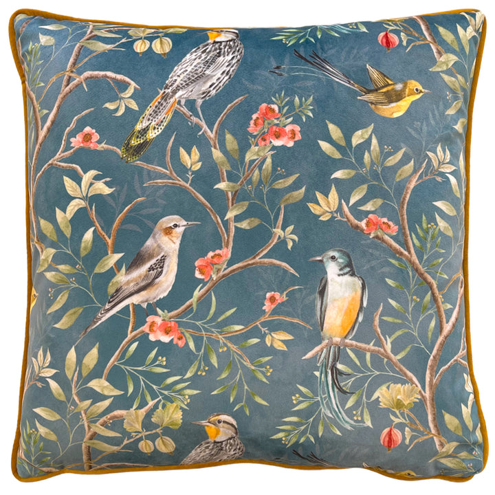 ORIENT CHINOISERIE BIRDS 43X43 CUSHION CASE SLATE BLUE