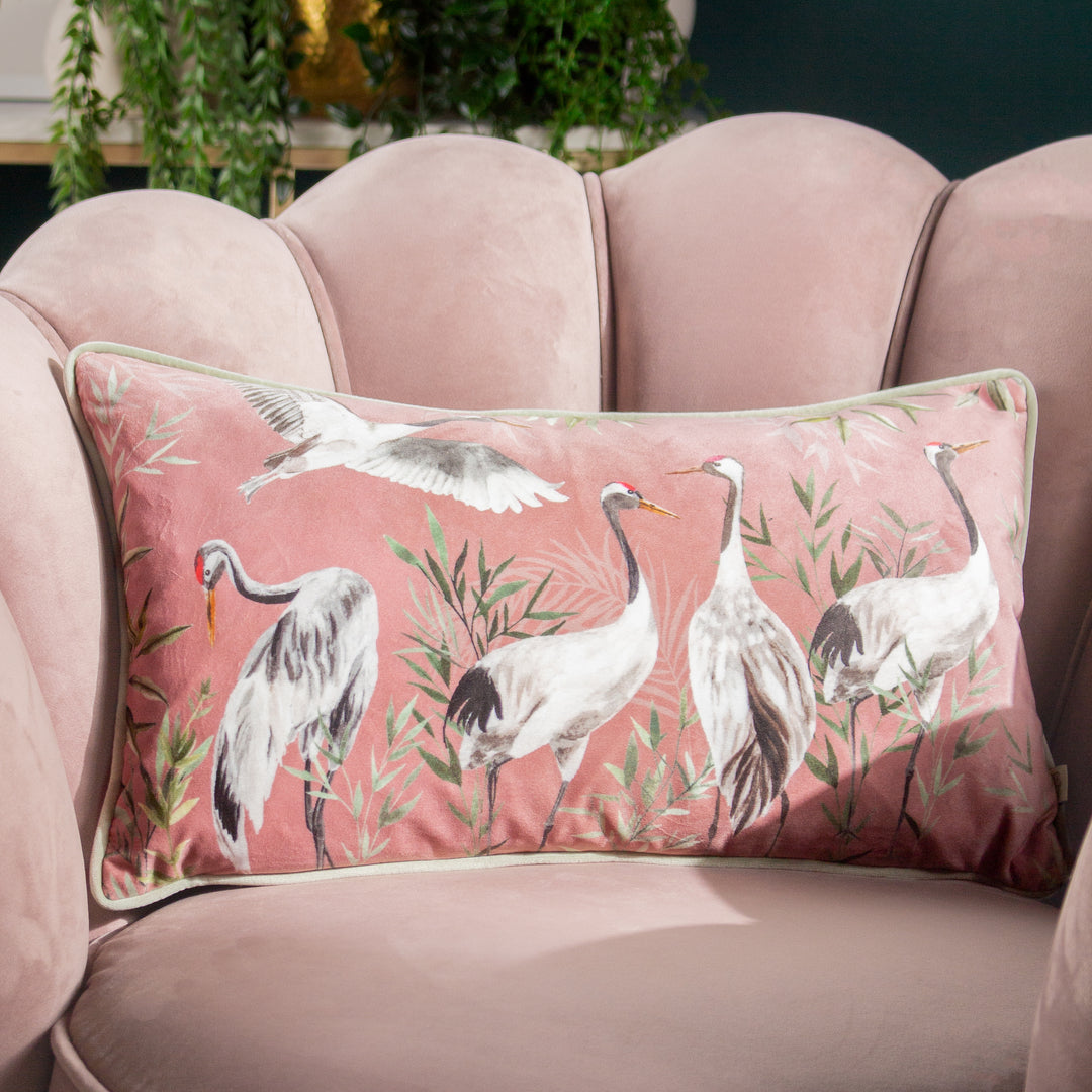 ORIENT CRANES 30X50 CUSHION CASE BLUSH
