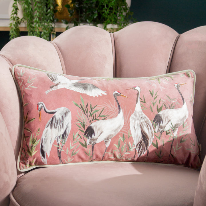 ORIENT CRANES 30X50 CUSHION CASE BLUSH