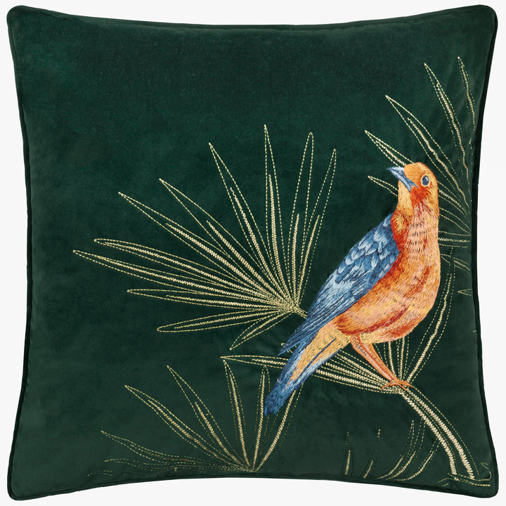 ODISHA EXOTIC BIRD 45X45 CUSHION CASE EMERALD