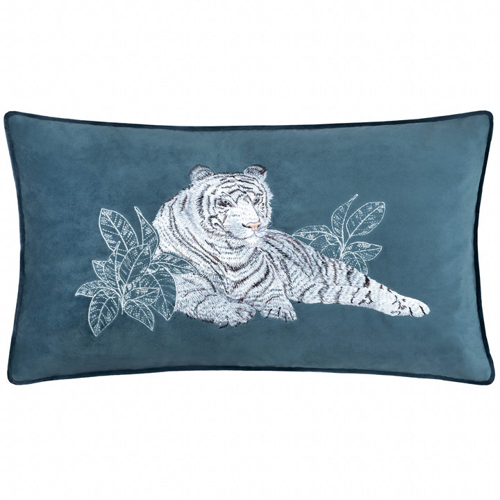 ODISHA WHITE TIGER 30X50 CUSHION CASE BLUE