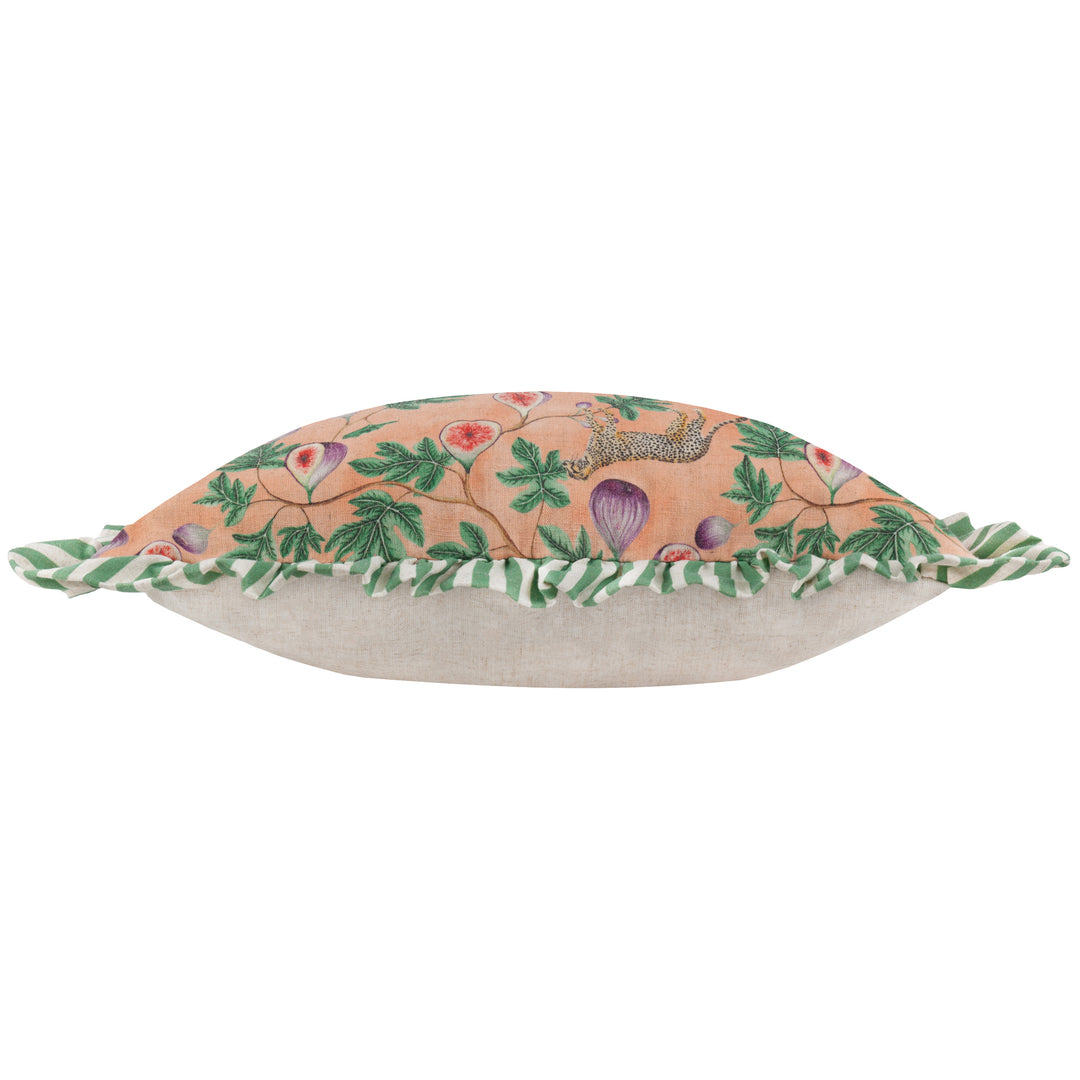OKARA LEOPARD AND FIG 50X50 CUSHION CASE PEACH/GREEN