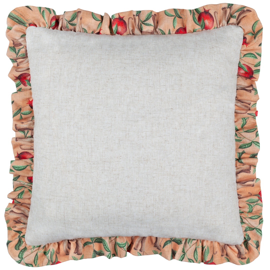 OKARA ELEPHANT AND POMEGRANATE 50X50 CUSHION CASE PEACH/LINEN
