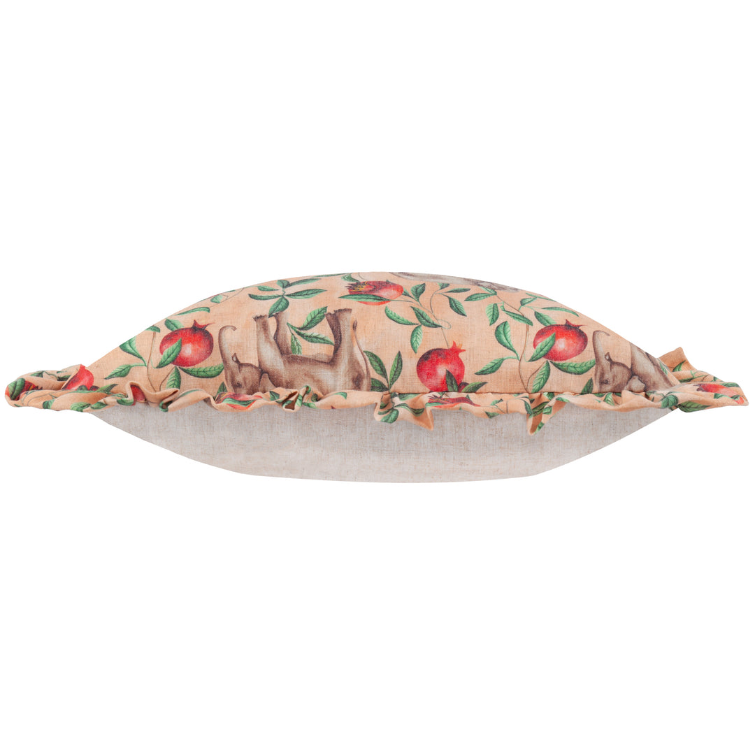 OKARA ELEPHANT AND POMEGRANATE 50X50 CUSHION CASE PEACH/LINEN