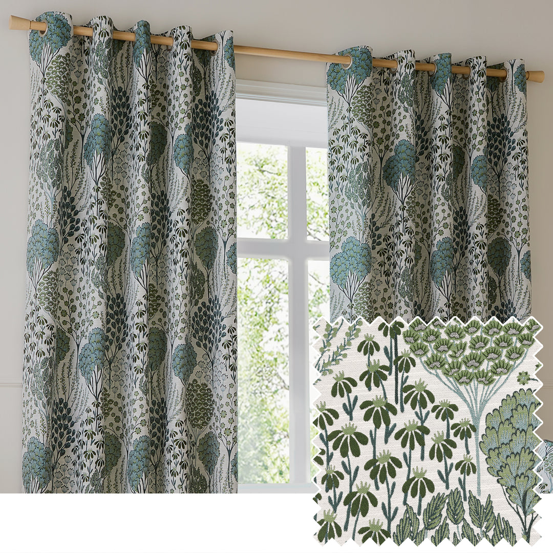 Ophelia 229x137 Eyelet Curtains Thyme/Mineral