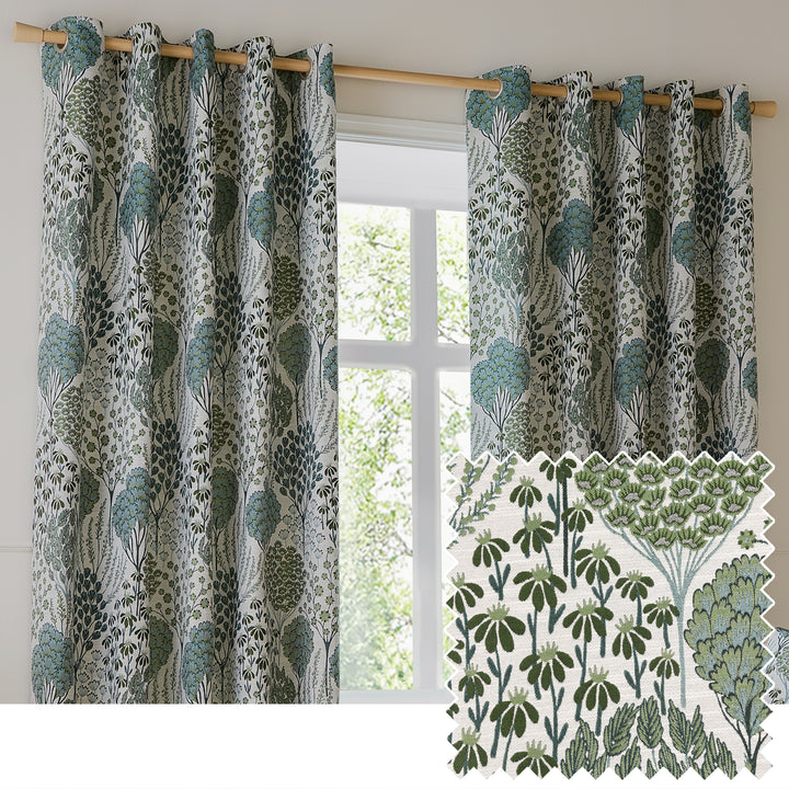 Ophelia 229x137 Eyelet Curtains Thyme/Mineral