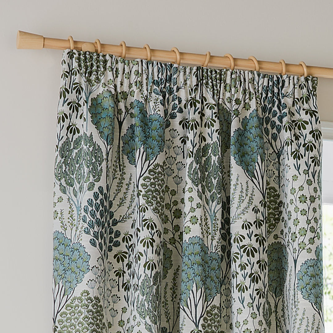 OPHELIA 117X183 PENCIL PLEAT CURTAINS THYME/MINERAL