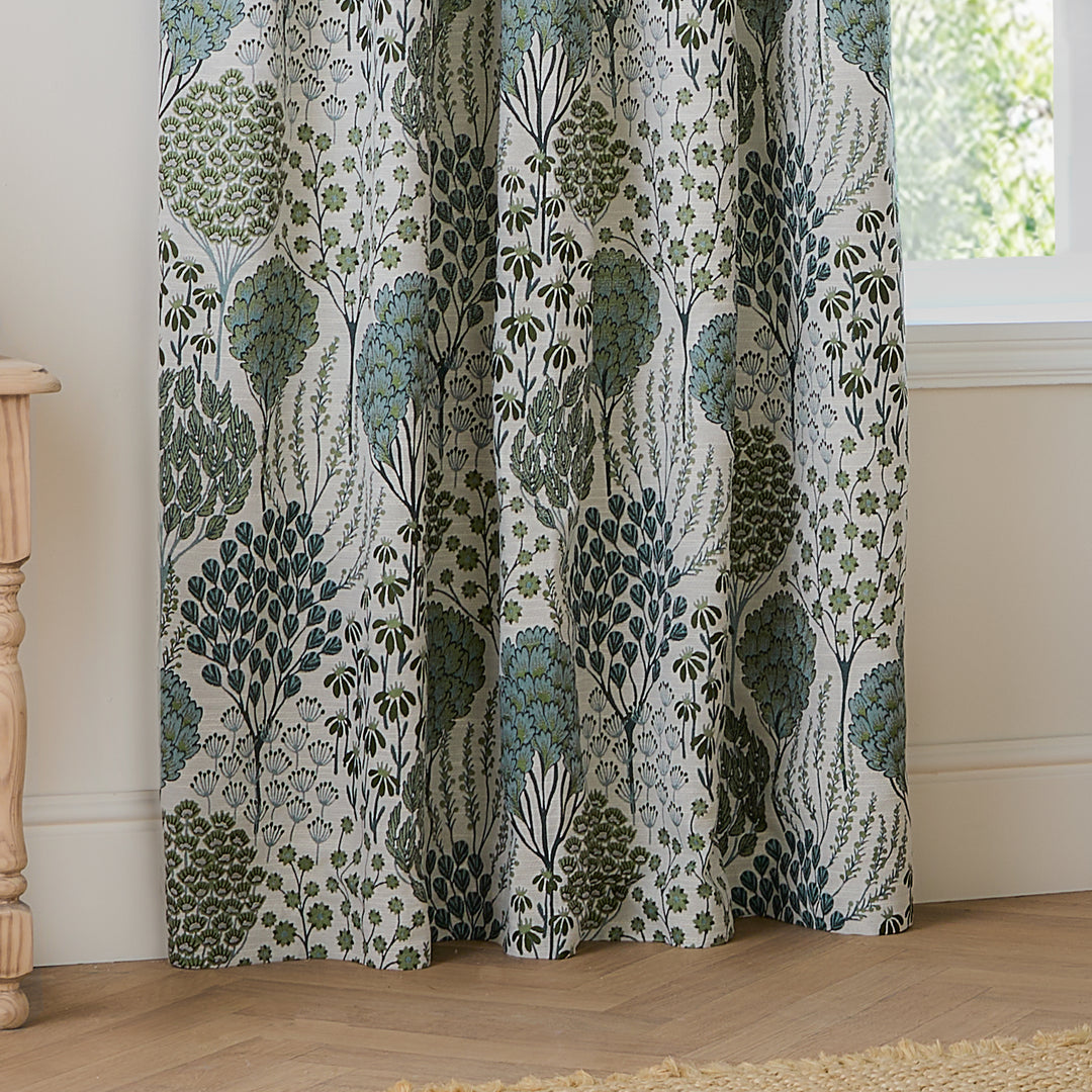 OPHELIA 117X183 PENCIL PLEAT CURTAINS THYME/MINERAL