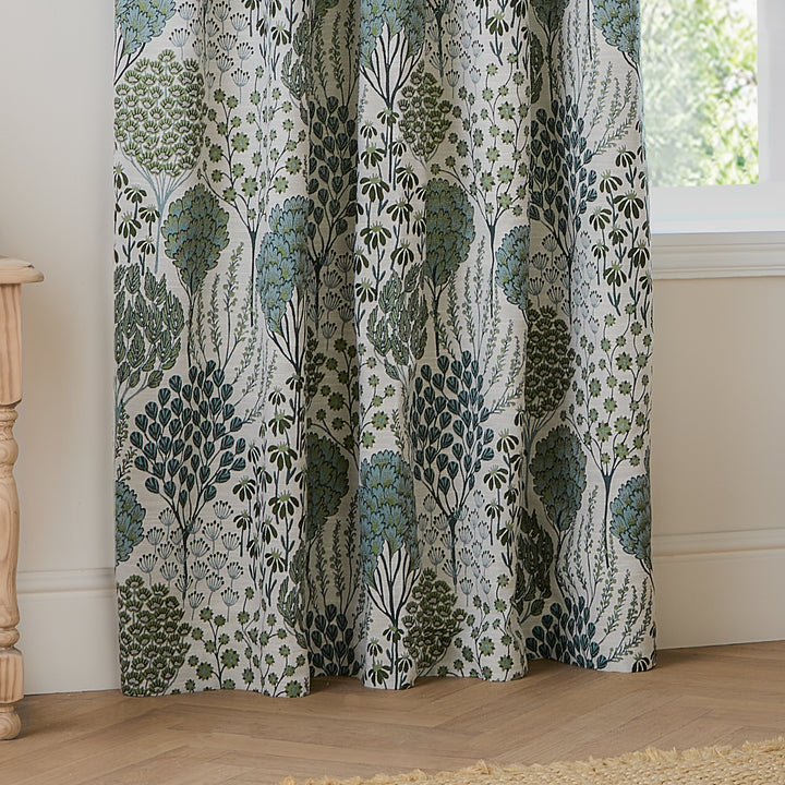 OPHELIA 117X183 PENCIL PLEAT CURTAINS THYME/MINERAL