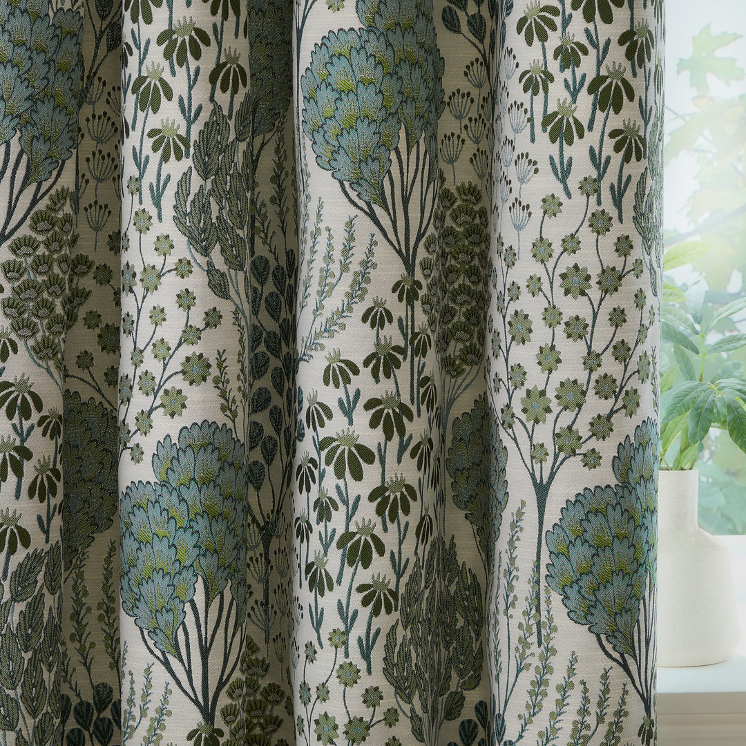 OPHELIA 117X183 PENCIL PLEAT CURTAINS THYME/MINERAL