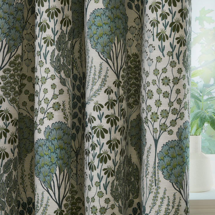 OPHELIA 117X183 PENCIL PLEAT CURTAINS THYME/MINERAL