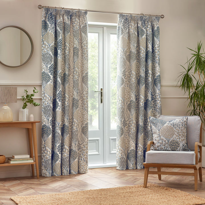 OPHELIA 167X137 PENCIL PLEAT CURTAINS WEDGEWOOD