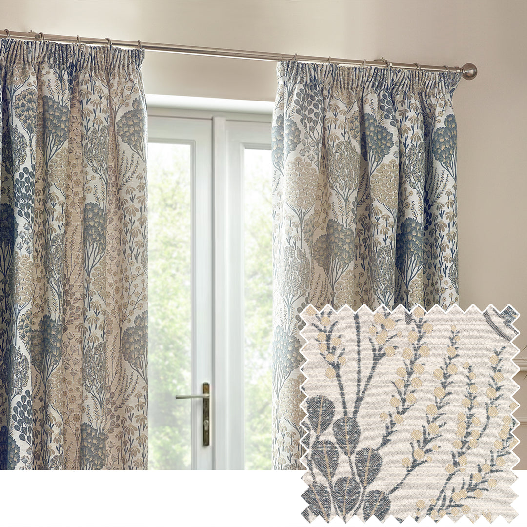 Ophelia 167x182 Pencil Pleat Curtains Wedgewood